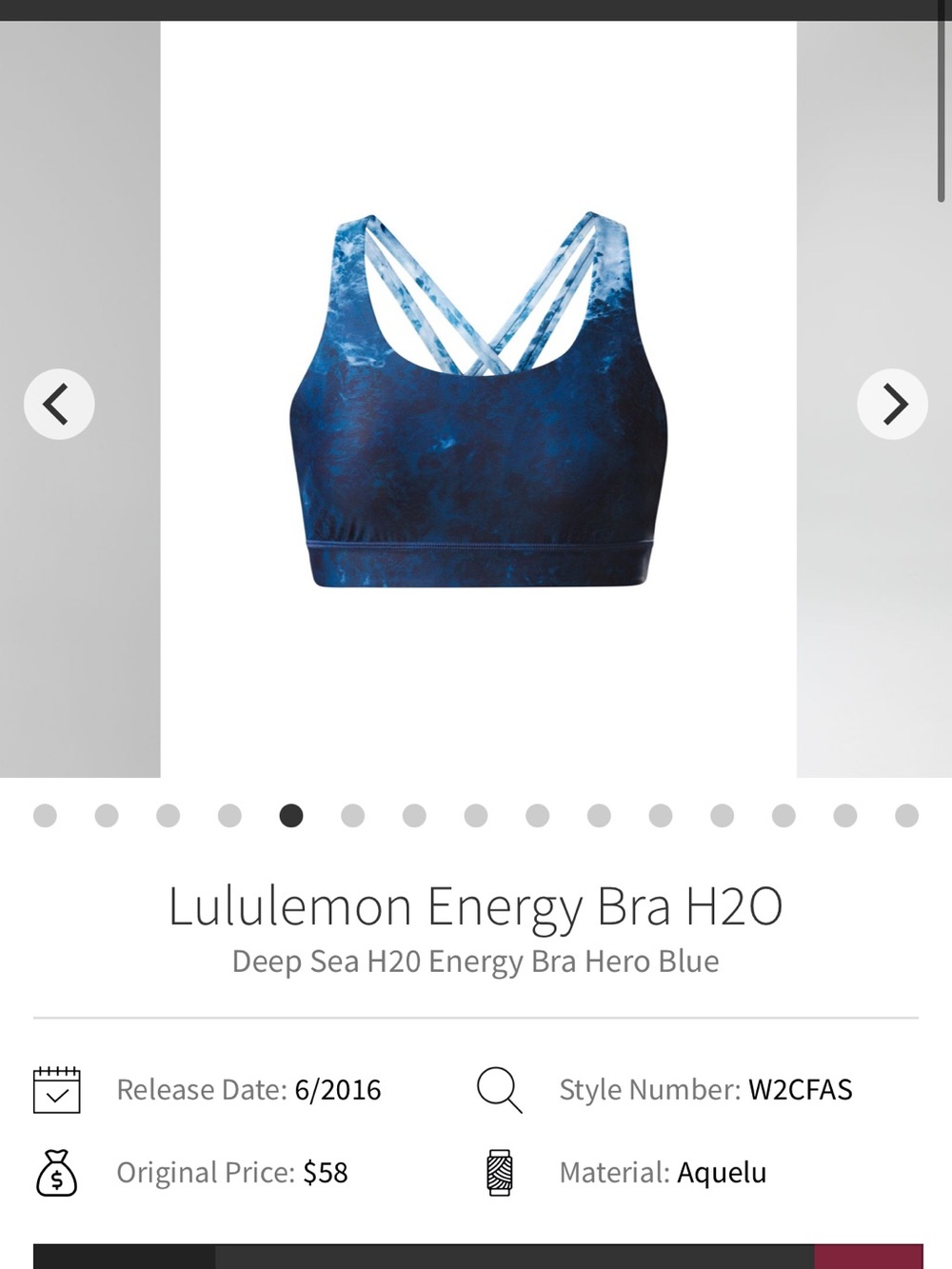 lululemon athletica Energy Bra in deep blue marble print